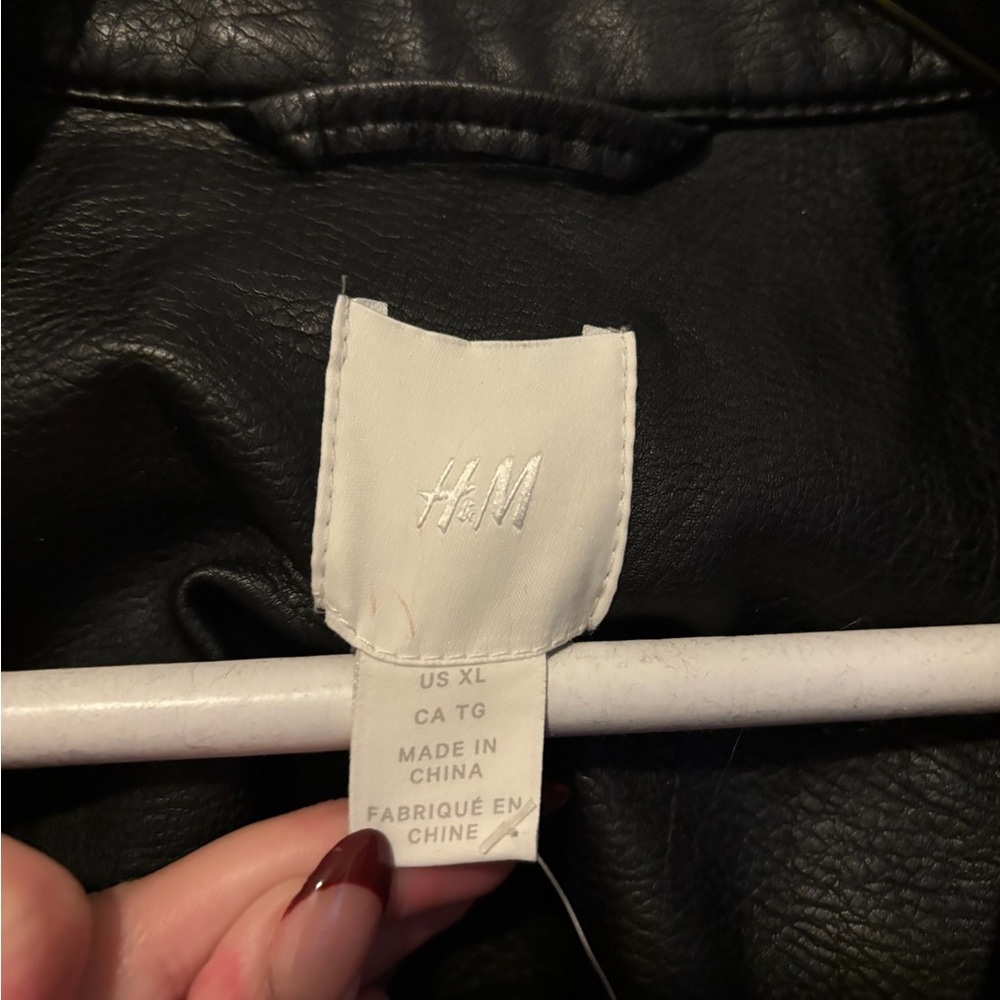 H&M Black Leather Button-Front Jacket - Picture 3 of 4